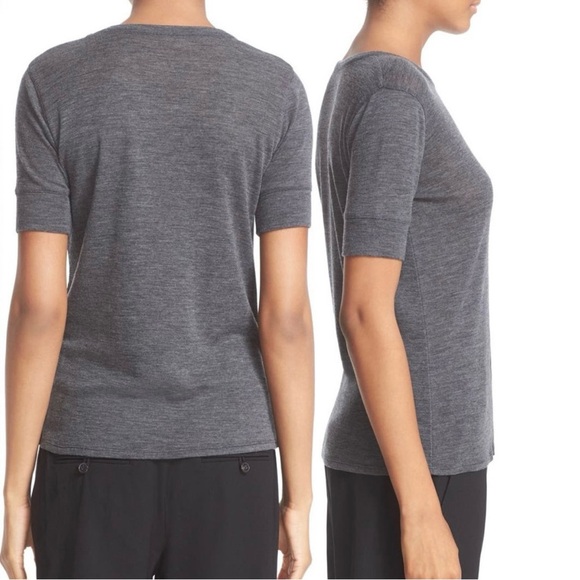 Vince Crewneck Gray Wool 3/4 Sleeve Top - Picture 1 of 6